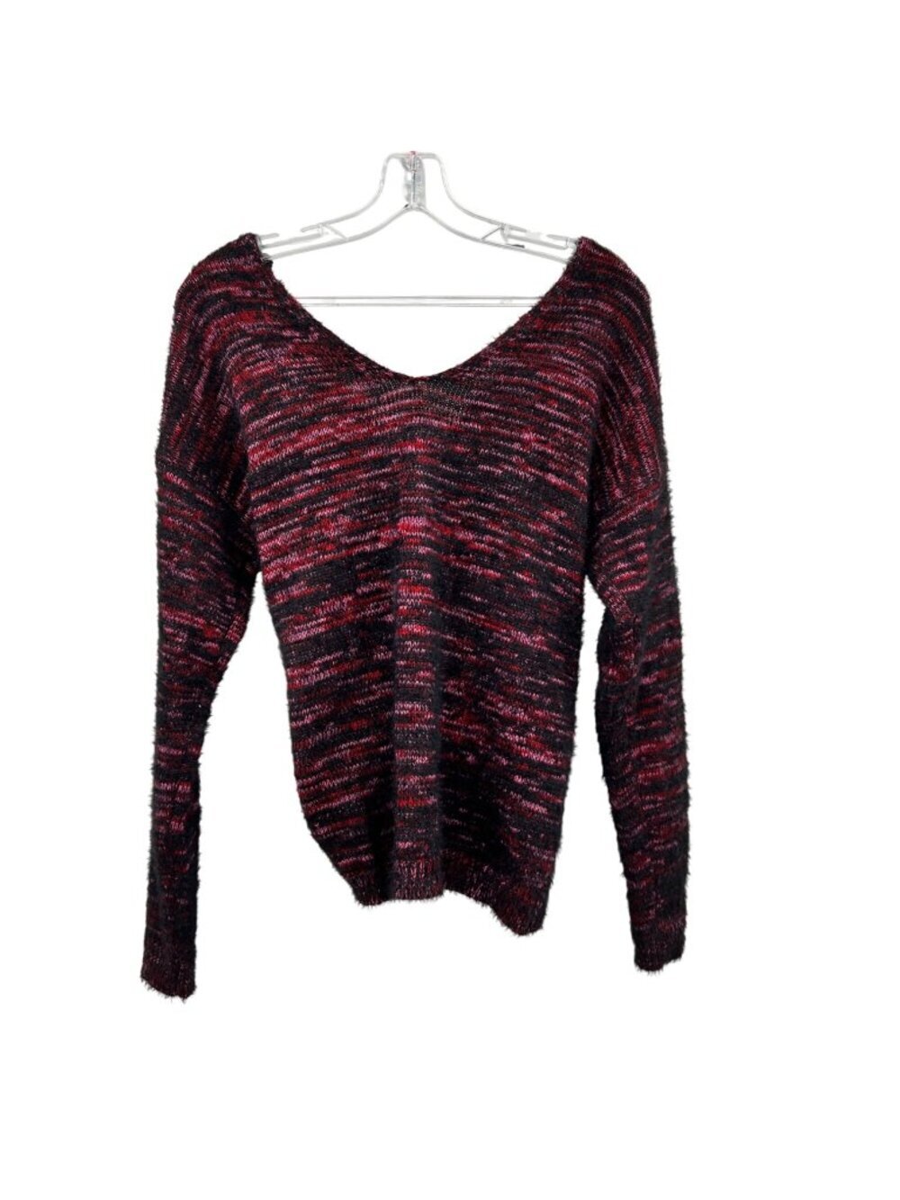 Maurices Womens Cropped Sweater Knit Twisted Back Black/Multi Size Small